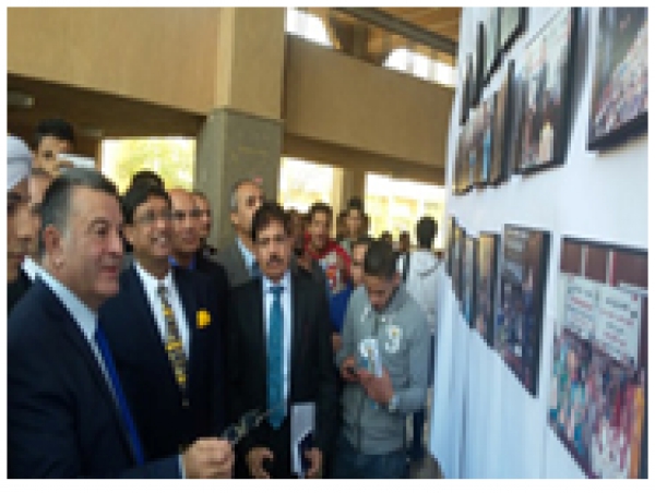 Benha University President and the Indian Ambassador in Cairo open «Navdab Syrian» Exhibition